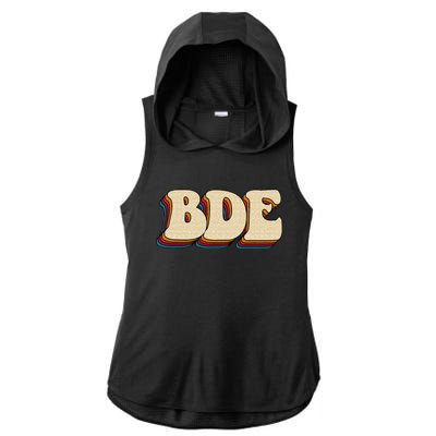 BDE Big Dick Energy Retro Style Ladies PosiCharge Tri-Blend Wicking Draft Hoodie Tank