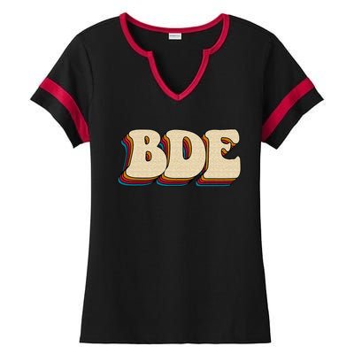 BDE Big Dick Energy Retro Style Ladies Halftime Notch Neck Tee