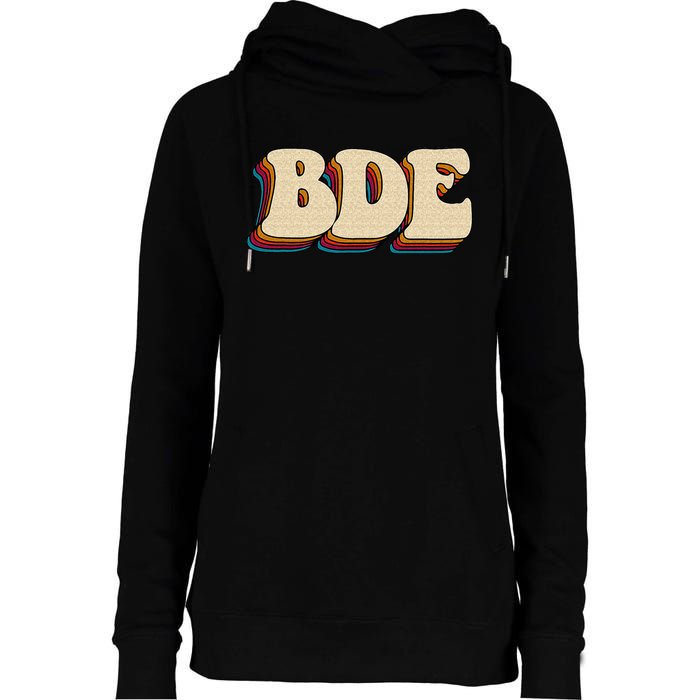 BDE Big Dick Energy Retro Style Womens Funnel Neck Pullover Hood