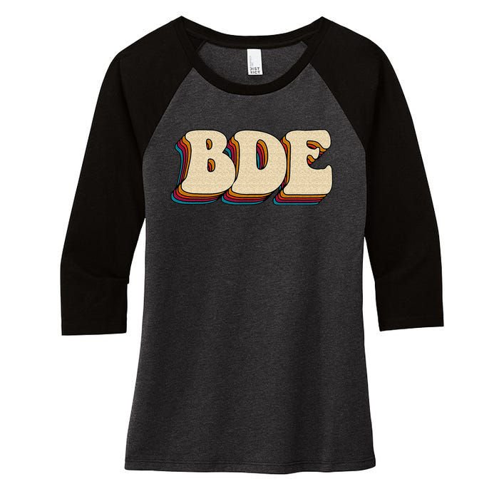 BDE Big Dick Energy Retro Style Women's Tri-Blend 3/4-Sleeve Raglan Shirt