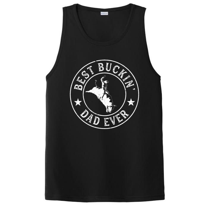 Best Buckin Dad Ever Cowboy Bull Riding Rodeo PosiCharge Competitor Tank