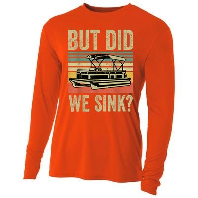 Boating But Did We Sink Funny Pontoon Boat Captain Cooling Performance Long Sleeve Crew