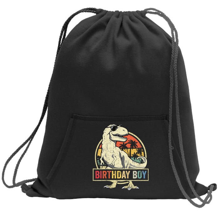 Birthday Boy Dino T Rex Dinosaur Boy Matching Family Sweatshirt Cinch Pack Bag