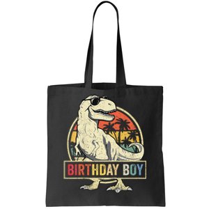 Birthday Boy Dino T Rex Dinosaur Boy Matching Family Tote Bag