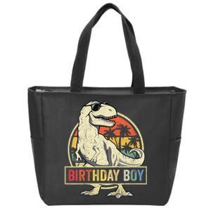 Birthday Boy Dino T Rex Dinosaur Boy Matching Family Zip Tote Bag