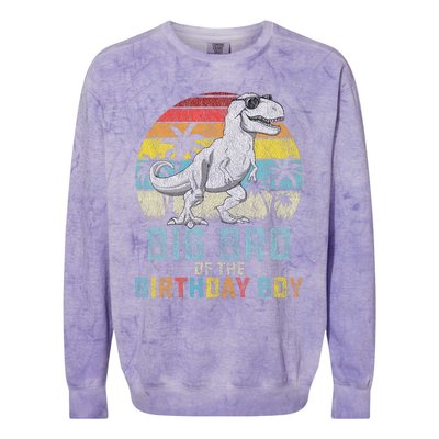 Big Bro Dinosaur Of The Birthday Boy Matching Family Colorblast Crewneck Sweatshirt