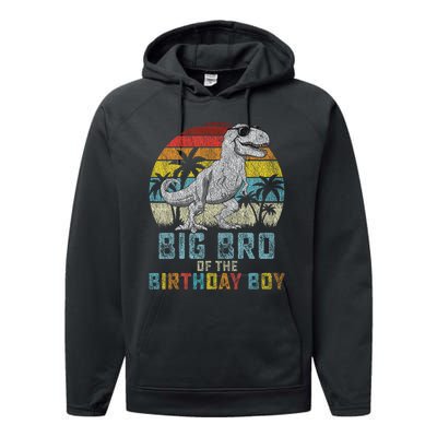 Big Bro Dinosaur Of The Birthday Boy Matching Family Performance Fleece Hoodie