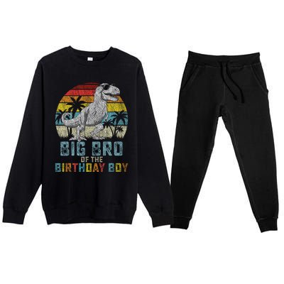 Big Bro Dinosaur Of The Birthday Boy Matching Family Premium Crewneck Sweatsuit Set