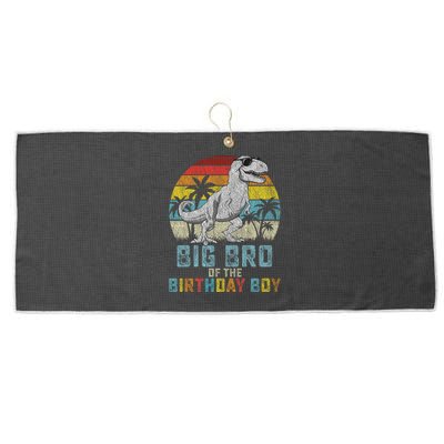 Big Bro Dinosaur Of The Birthday Boy Matching Family Large Microfiber Waffle Golf Towel