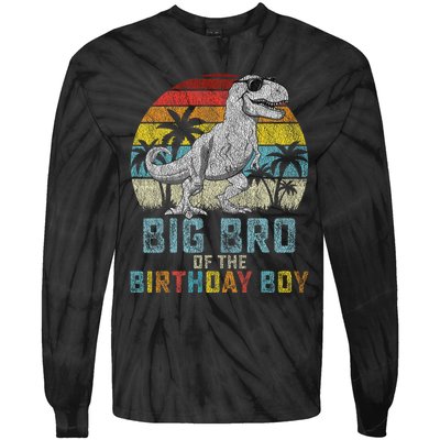 Big Bro Dinosaur Of The Birthday Boy Matching Family Tie-Dye Long Sleeve Shirt