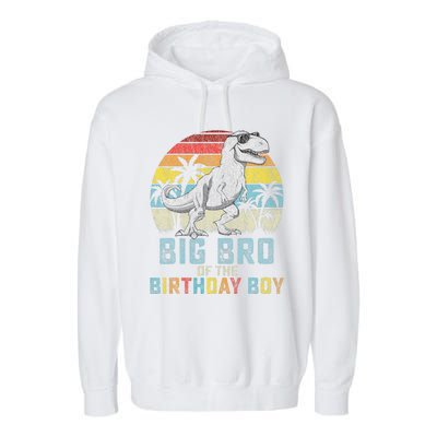 Big Bro Dinosaur Of The Birthday Boy Matching Family Garment-Dyed Fleece Hoodie