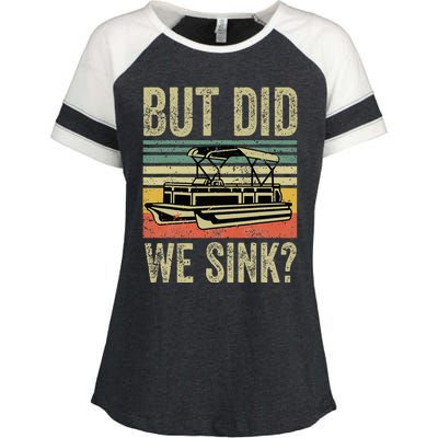 Boating But Did We Sink Funny Pontoon Boat Captain Enza Ladies Jersey Colorblock Tee