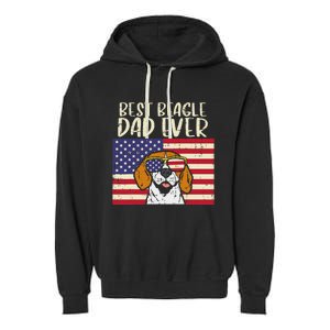 Best Beagle Dad Ever Flag Patriotic Dog Lover Owner Garment-Dyed Fleece Hoodie