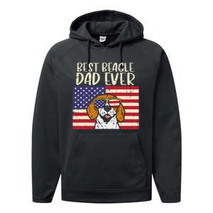 Best Beagle Dad Ever Flag Patriotic Dog Lover Owner Performance Fleece Hoodie