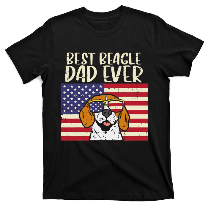 Best Beagle Dad Ever Flag Patriotic Dog Lover Owner T-Shirt