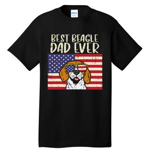 Best Beagle Dad Ever Flag Patriotic Dog Lover Owner Tall T-Shirt