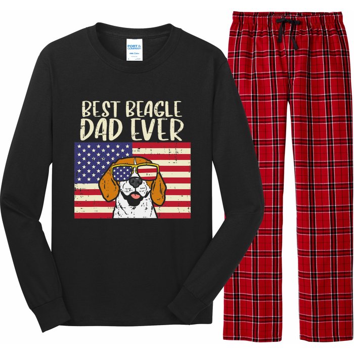 Best Beagle Dad Ever Flag Patriotic Dog Lover Owner Long Sleeve Pajama Set