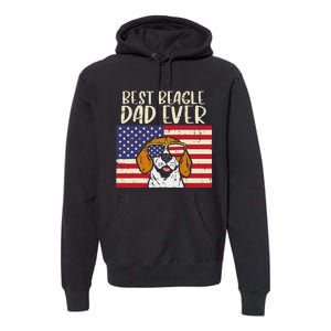 Best Beagle Dad Ever Flag Patriotic Dog Lover Owner Premium Hoodie