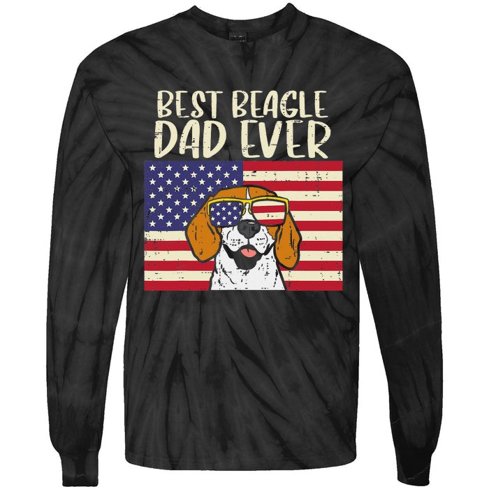 Best Beagle Dad Ever Flag Patriotic Dog Lover Owner Tie-Dye Long Sleeve Shirt