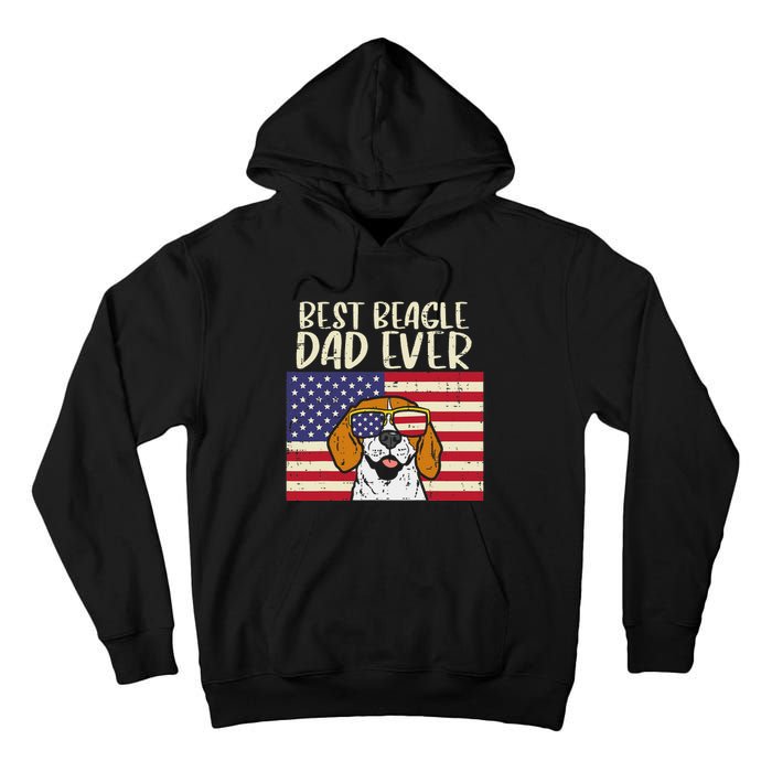 Best Beagle Dad Ever Flag Patriotic Dog Lover Owner Tall Hoodie