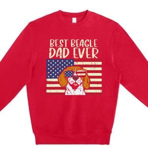 Best Beagle Dad Ever Flag Patriotic Dog Lover Owner Premium Crewneck Sweatshirt