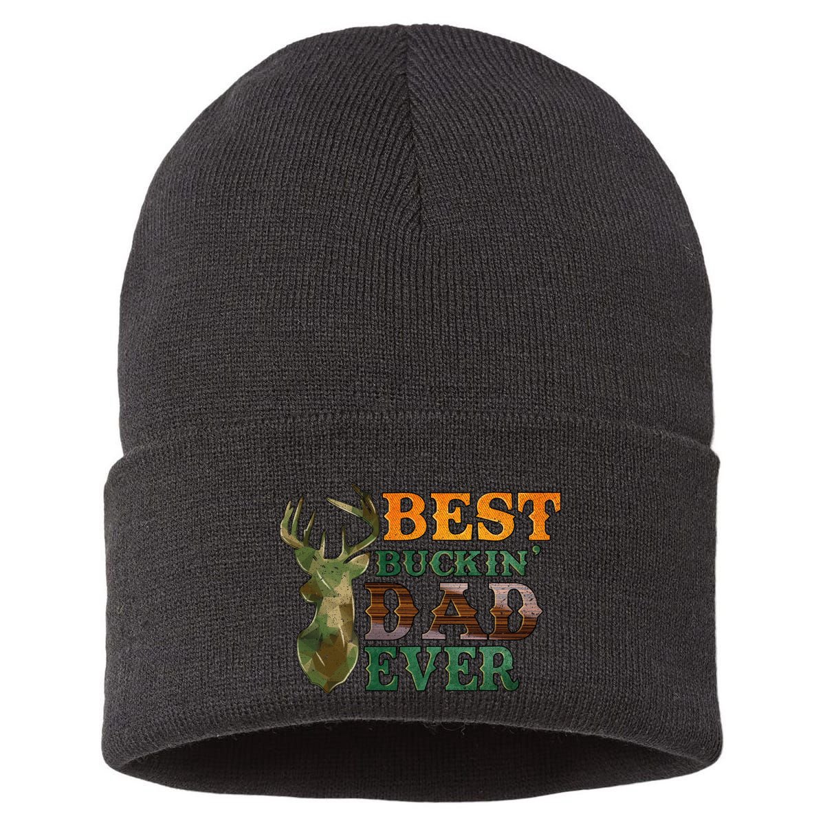 Best Buckin’ Dad Ever Deer Hunting Vintage Sustainable Knit Beanie