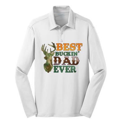 Best Buckin’ Dad Ever Deer Hunting Vintage Silk Touch Performance Long Sleeve Polo