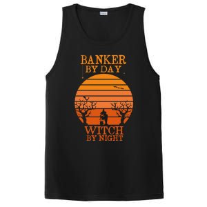 Banker By Day Witch By Night Funny Banking Halloween Retro Gift PosiCharge Competitor Tank