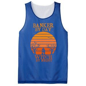 Banker By Day Witch By Night Funny Banking Halloween Retro Gift Mesh Reversible Basketball Jersey Tank