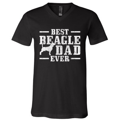 Best Beagle Dad Ever Funny Dog Owner Vintage Beagle V-Neck T-Shirt