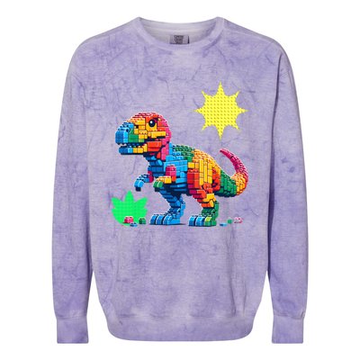 Building Bricks Dinosaur Trex Family Matching Colorblast Crewneck Sweatshirt