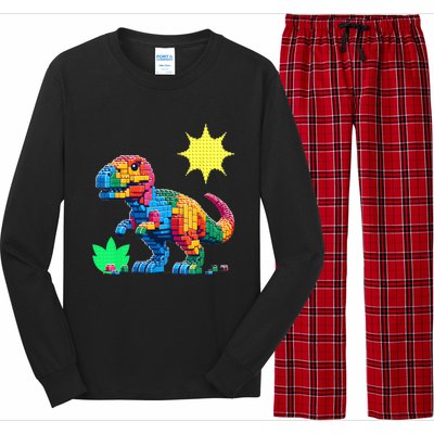 Building Bricks Dinosaur Trex Family Matching Long Sleeve Pajama Set