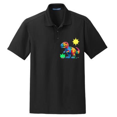 Building Bricks Dinosaur Trex Family Matching Dry Zone Grid Polo