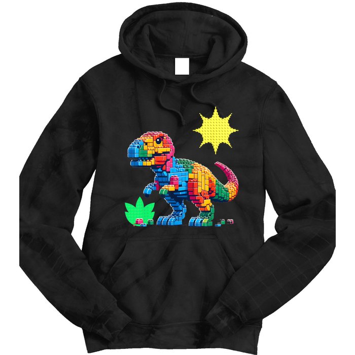 Building Bricks Dinosaur Trex Family Matching Tie Dye Hoodie