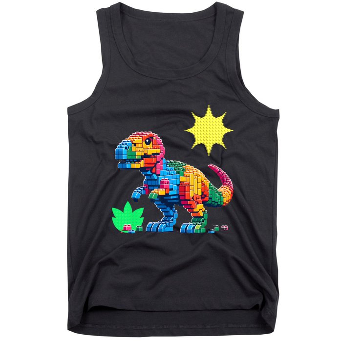 Building Bricks Dinosaur Trex Family Matching Tank Top