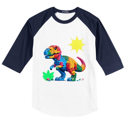 Building Bricks Dinosaur Trex Family Matching Baseball Sleeve Shirt