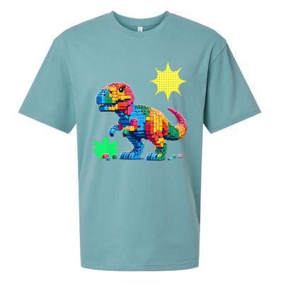 Building Bricks Dinosaur Trex Family Matching Sueded Cloud Jersey T-Shirt