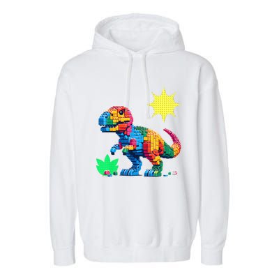 Building Bricks Dinosaur Trex Family Matching Garment-Dyed Fleece Hoodie