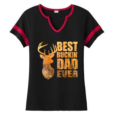 Best Buckin Dad Ever Mix Colors Yellow Tone Ladies Halftime Notch Neck Tee