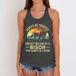 Best Bison Design For Buffalo Bison Lovers Women's Knotted Racerback Tank