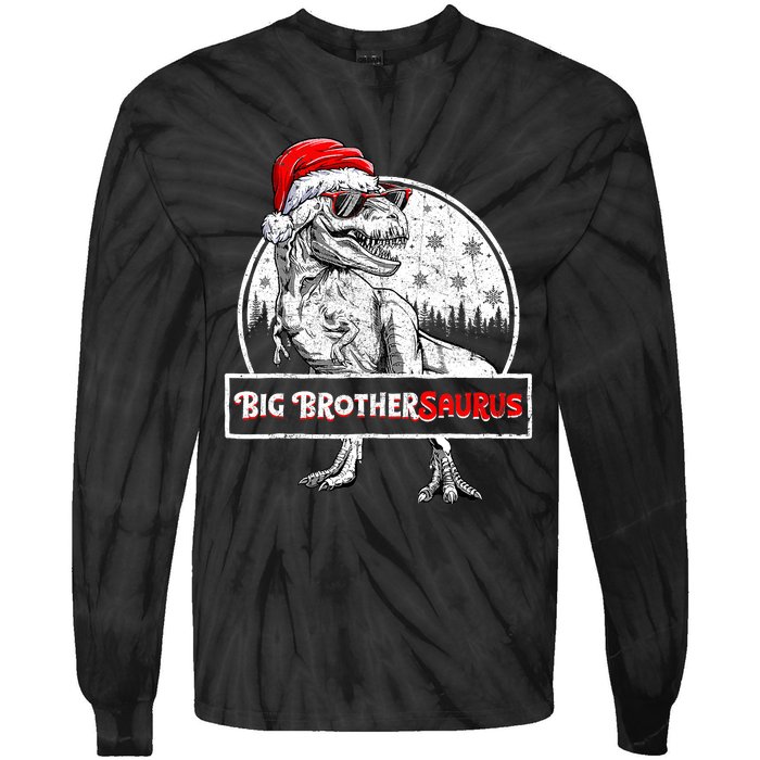 Big Brothersaurus Dinosaur Christmas Pajamas T Rex Tie-Dye Long Sleeve Shirt