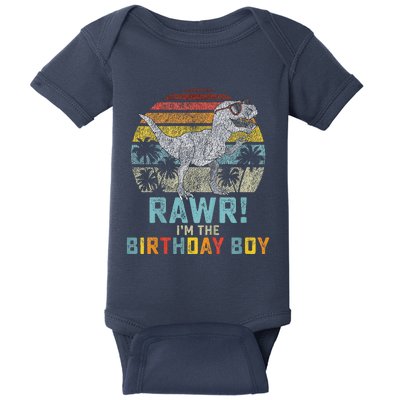 Birthday Boy Dino T Rex Dinosaur Matching Family Baby Bodysuit