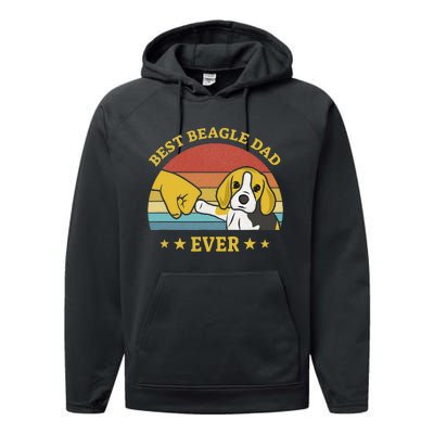 Best Beagle Dad Ever Proud Vintage Beagle Gifts Puppy Lover Performance Fleece Hoodie