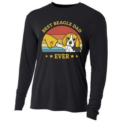 Best Beagle Dad Ever Proud Vintage Beagle Gifts Puppy Lover Cooling Performance Long Sleeve Crew