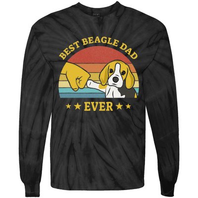 Best Beagle Dad Ever Proud Vintage Beagle Gifts Puppy Lover Tie-Dye Long Sleeve Shirt