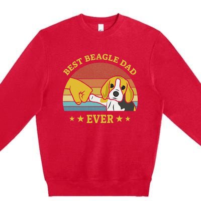 Best Beagle Dad Ever Proud Vintage Beagle Gifts Puppy Lover Premium Crewneck Sweatshirt