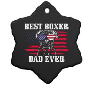 Best Boxer Dad Ever Dog Patriotic 4th Of July American Flag Ceramic Star Ornament