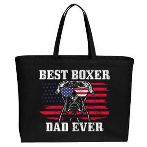 Best Boxer Dad Ever Dog Patriotic 4th Of July American Flag Cotton Canvas Jumbo Tote