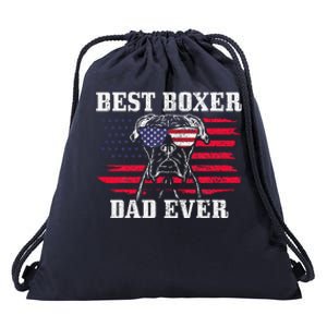 Best Boxer Dad Ever Dog Patriotic 4th Of July American Flag Drawstring Bag