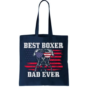 Best Boxer Dad Ever Dog Patriotic 4th Of July American Flag Tote Bag